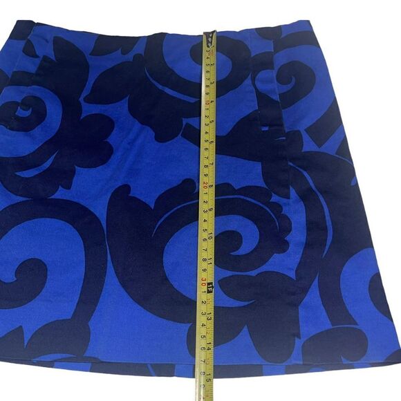 J. Crew Factory Navy & Cerulean Damask Mini Skirt‎ - Size 0 - Picture 9 of 9